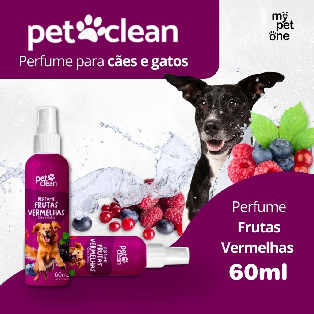 Perfume Colônia Frutas Vermelhas 60ml P/ Cães E Gatos - Pet Clean em Oferta na Shopee