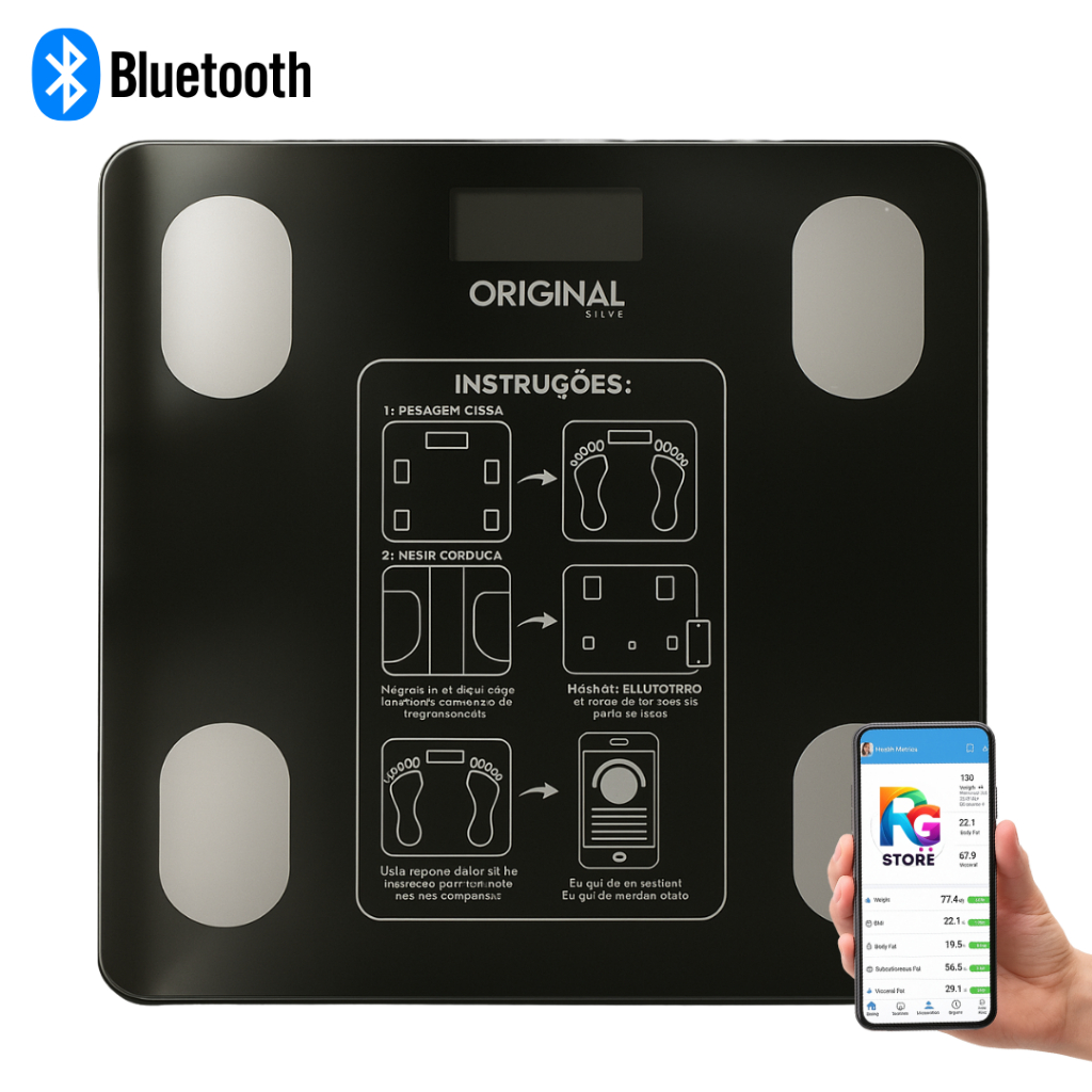 Balança Eletrônica Digital Bluetooth Medidora Corporal Até 180kg
