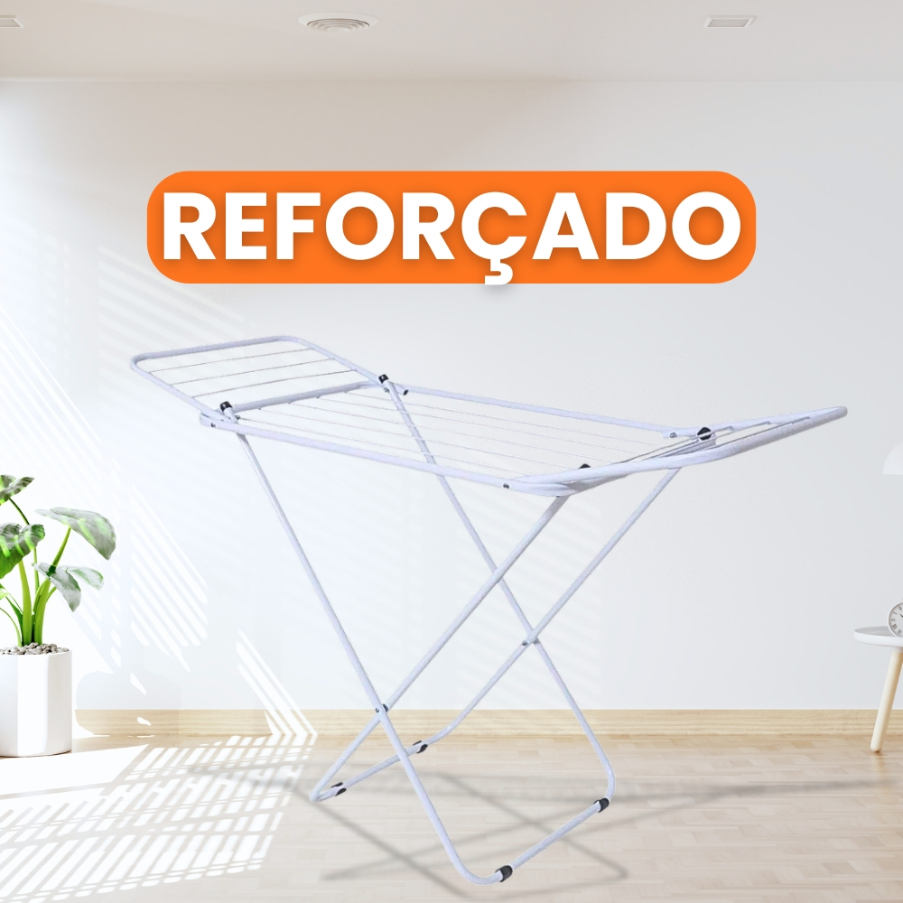 Varal Dobrável de Chão com Abas | Leve | Resistente | Não Enferruja | Pintura Eletrostática