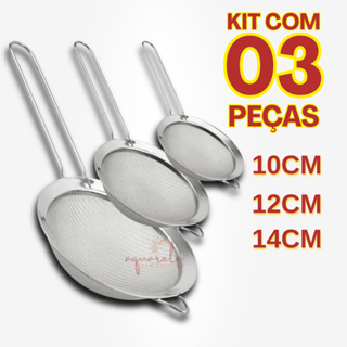 Kit 3 Peneira Coador De Peneiras Aço Inoxidável Para Cozinha Peneira De Cozinha em Oferta na Shopee