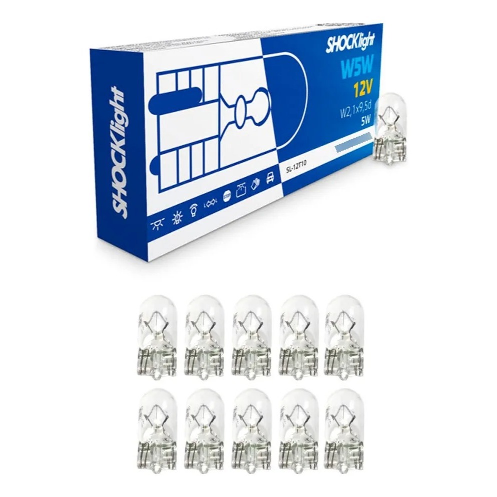 Kit 10 Lampadas T10 12v W2,1 X 9,5d Pingão Shocklight em Oferta na Shopee