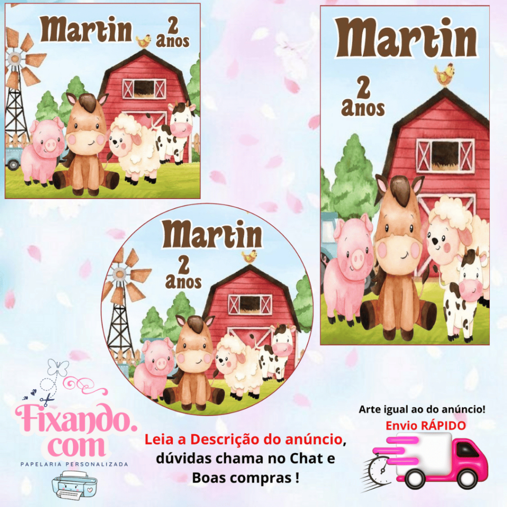 FAZENDINHA VERMELHA- 100/60/40 Adesivos Personalizados para Festas ( Envia Rápido) em Oferta na Shopee