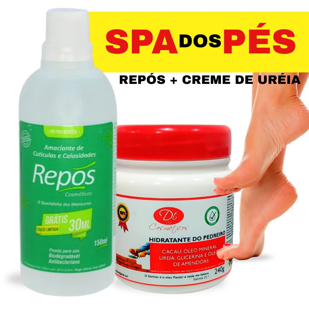 Creme De Ureia 240g + Repós 150ml - Spa Dos Pés | Tratamento Para rachaduras, hidratação profunda