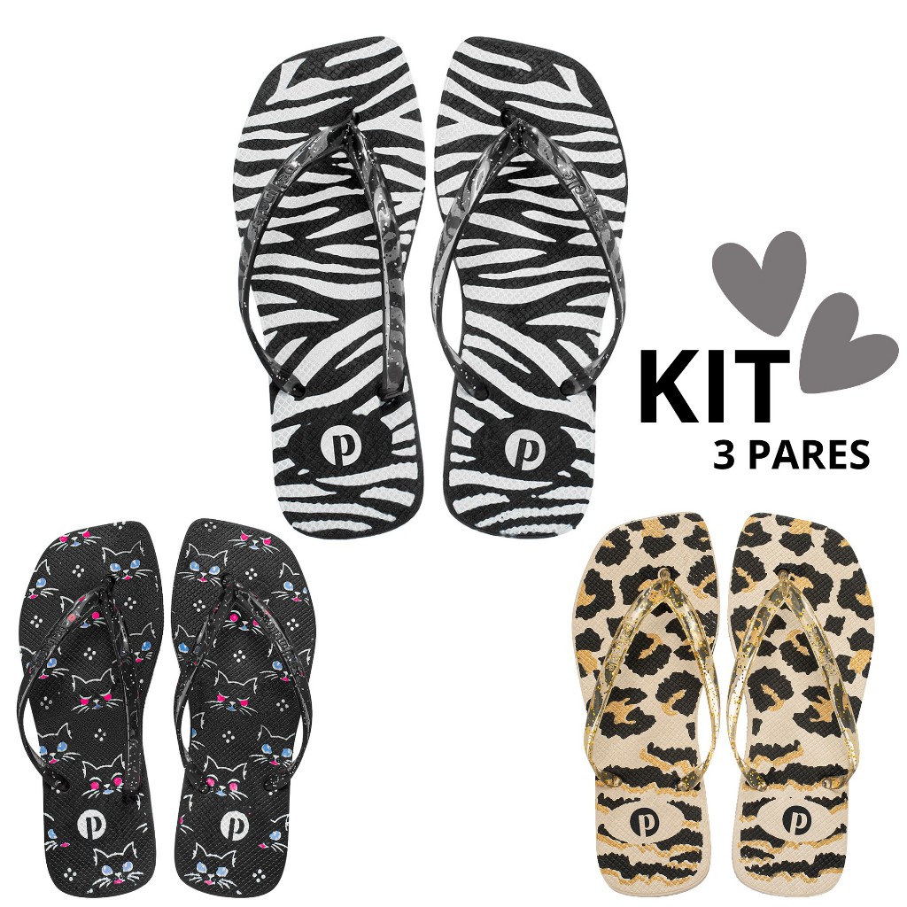 Kit Chinelo Feminino Macio Leve Confortável Passeio em Oferta na Shopee