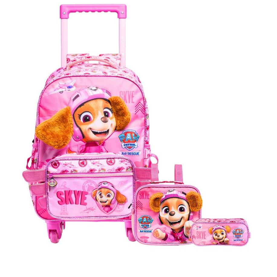 Kit Escolar Skye Patrulha Canina 4 Rodas: Mochila, Lancheira e Estojo
