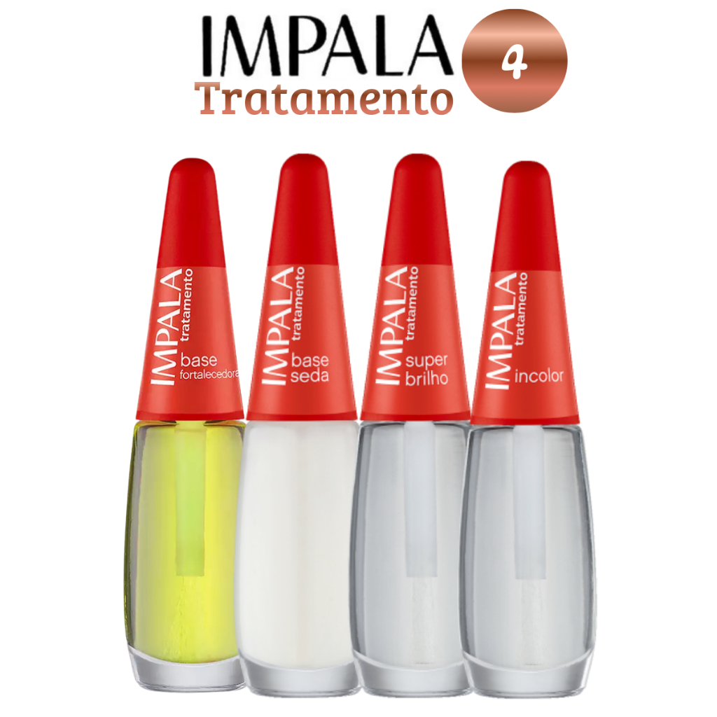 ESMALTE IMPALA KIT 4 BASES TRATAMENTO FORTALECEDORA DE UNHAS