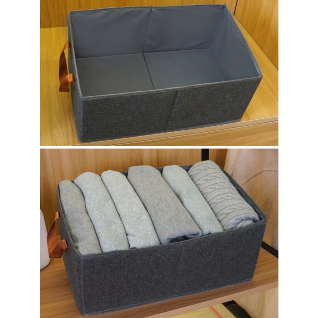 Caixa de Armazenamento de Roupas Cinza Dobrável à Prova D'água com Tampa Transparente em Oferta na Shopee