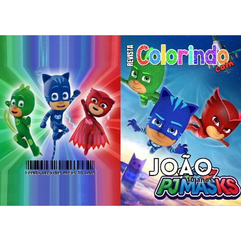 Revista de Colorir PJ MASKS Personalizada Lembrancinha Festa Infantil Todos os Temas Livro