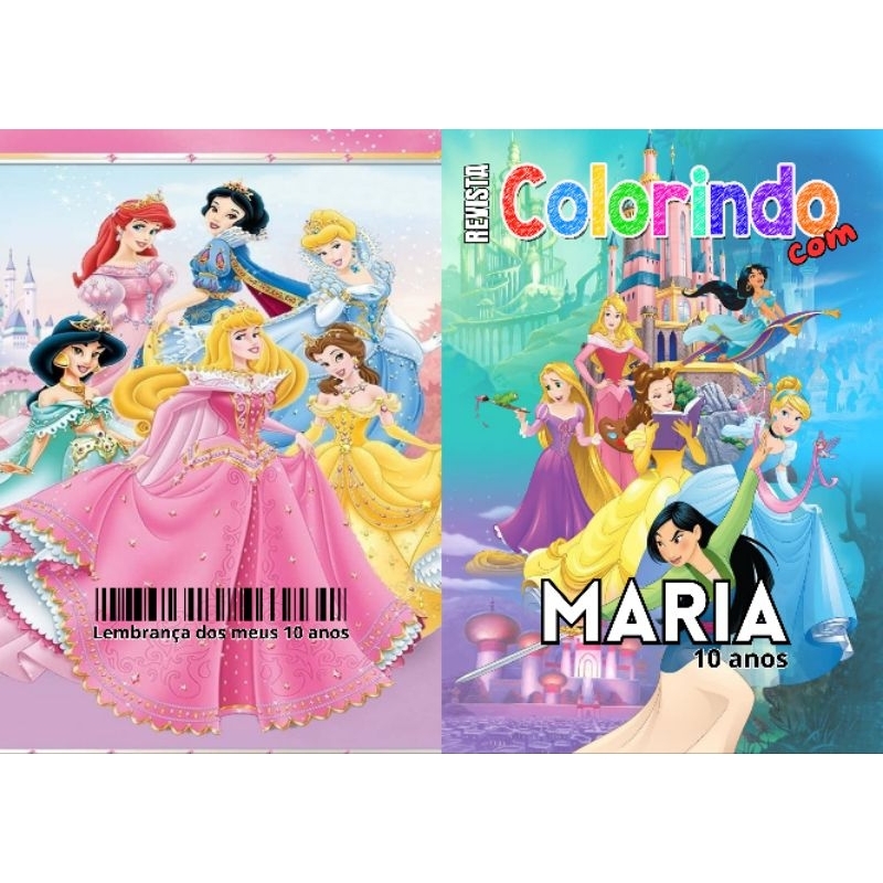 Revista de Colorir PRINCESAS 2 Personalizada Lembrancinha Festa Infantil Todos os Temas Livro