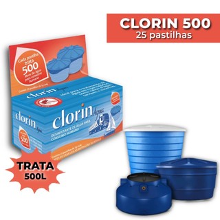 25 Pastilhas de Cloro p/ Tratar 500L de Água em Caixa D'água - Clorin 500