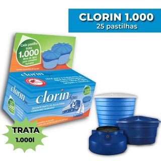 Clorin 1.000 - Trata Água em Cisternas, Caixa D'água e Reservatórios  - c/ 25un