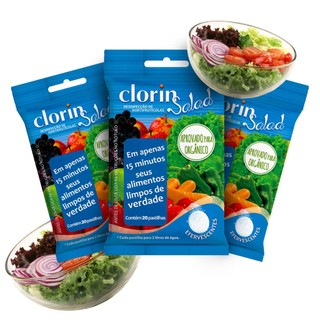 Pastilhas Clorin Salad Desinfetante para Frutas e Verduras Hortifrúti