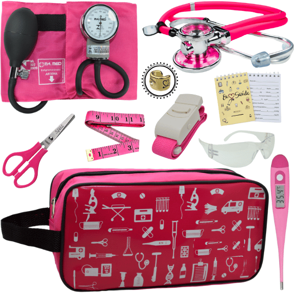 Kit de Enfermagem Aparelho Pressao Estetoscopio Estagio Aneroide