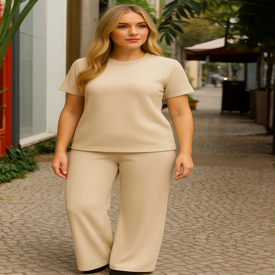 ✨🔥 CONJUNTO IMPACTO FASHION –✔ Calça pantalona em moletinho – confortável, estilosa  ✔ Blusa chique em moletinho