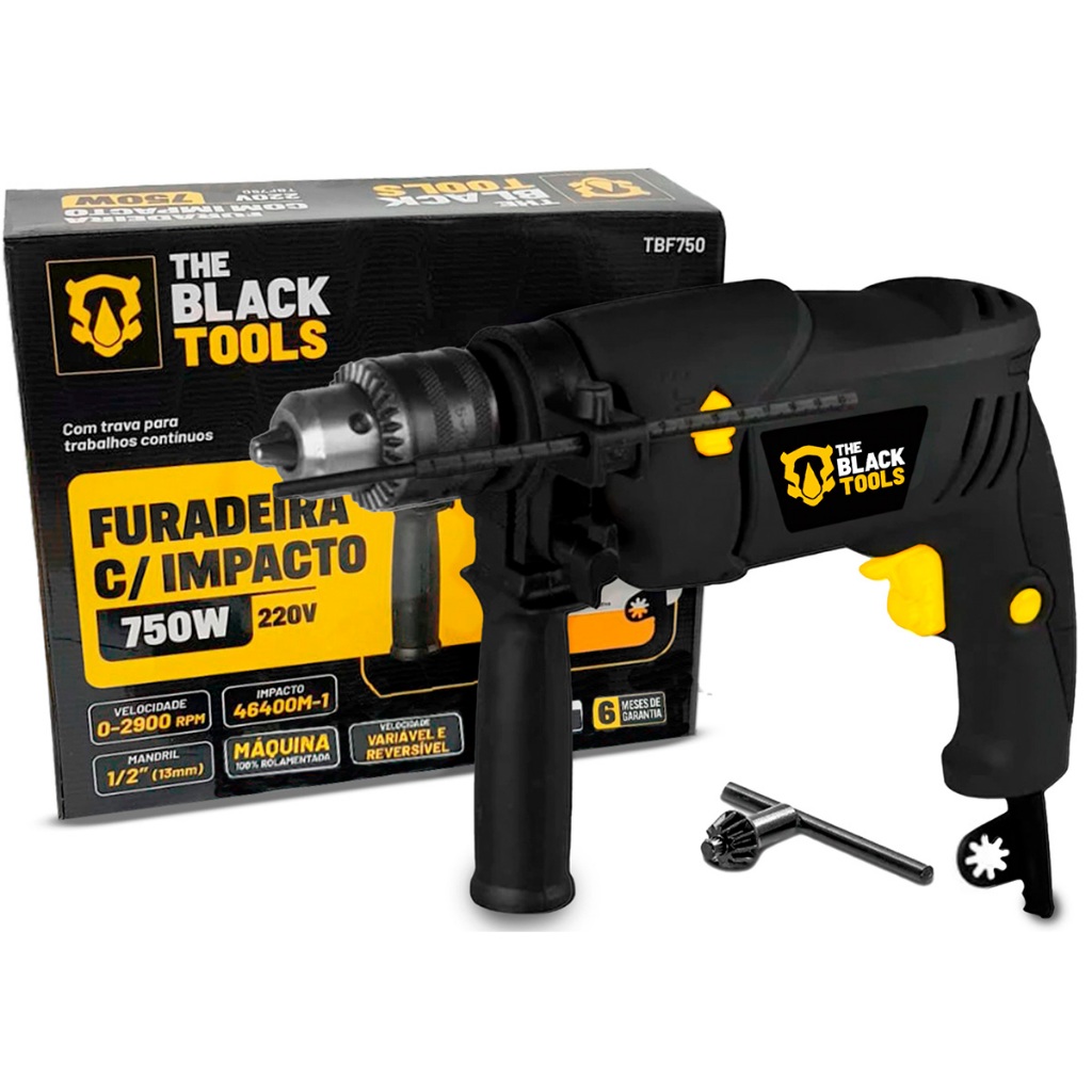 Furadeira De Impacto Profissional 1/2 Pol 13mm 750w Tbf750 Da The Black Tools em Oferta na Shopee