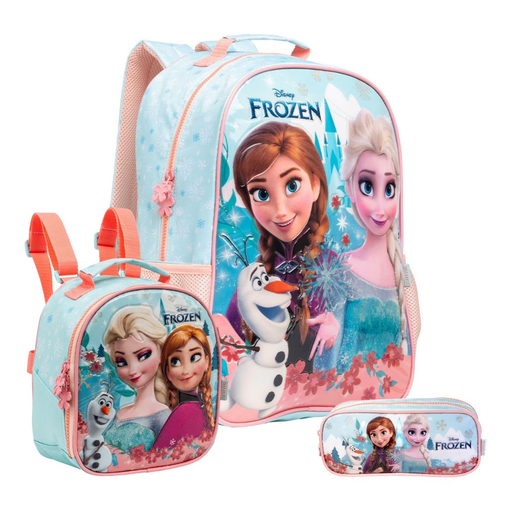 Kit Escolar Frozen Disney - Mochila Rodas 16" + Lancheira Térmica + Estojo Xeryus em Oferta na Shopee