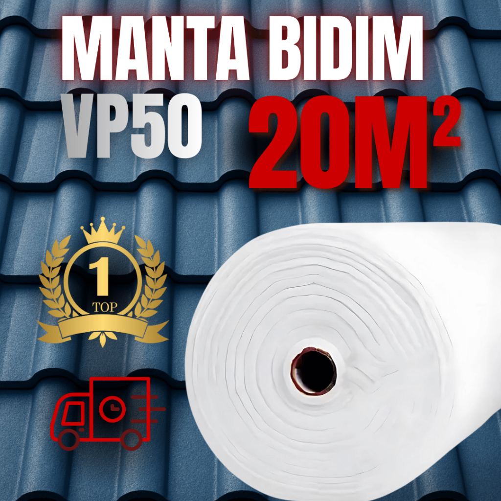 Manta Bidim 20m VP50 Reforço Impermeabilização Para Telhas Lajes Telhados Reforça Manta Líquida