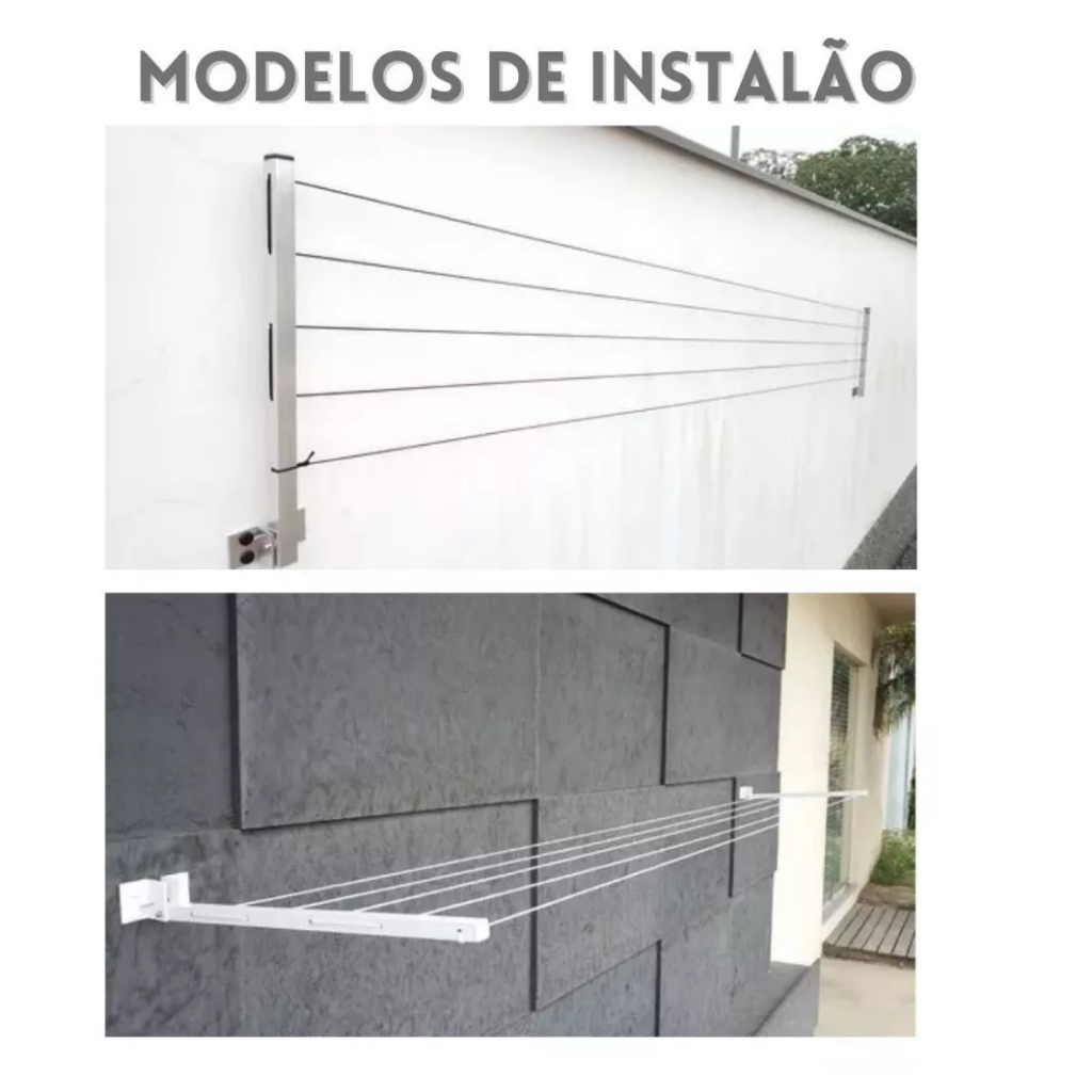 Varal Retratil Dobravel De Parede Aluminio Não Enferruja Apartamento
