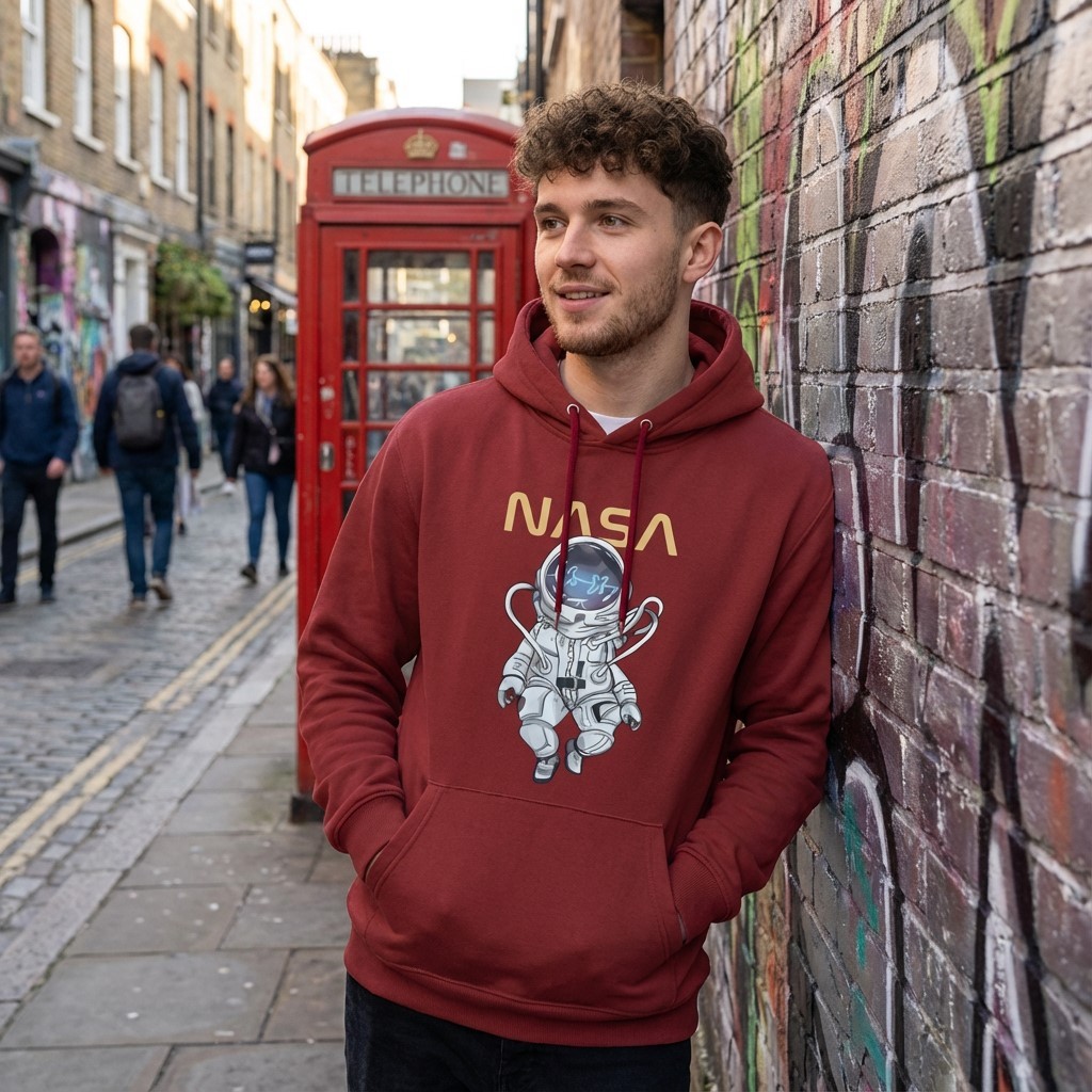 Blusa Moletom Astronauta Nasa Bege Unissex Casaco De Frio Top Estampado Tumblr Streetwear Moda Geek