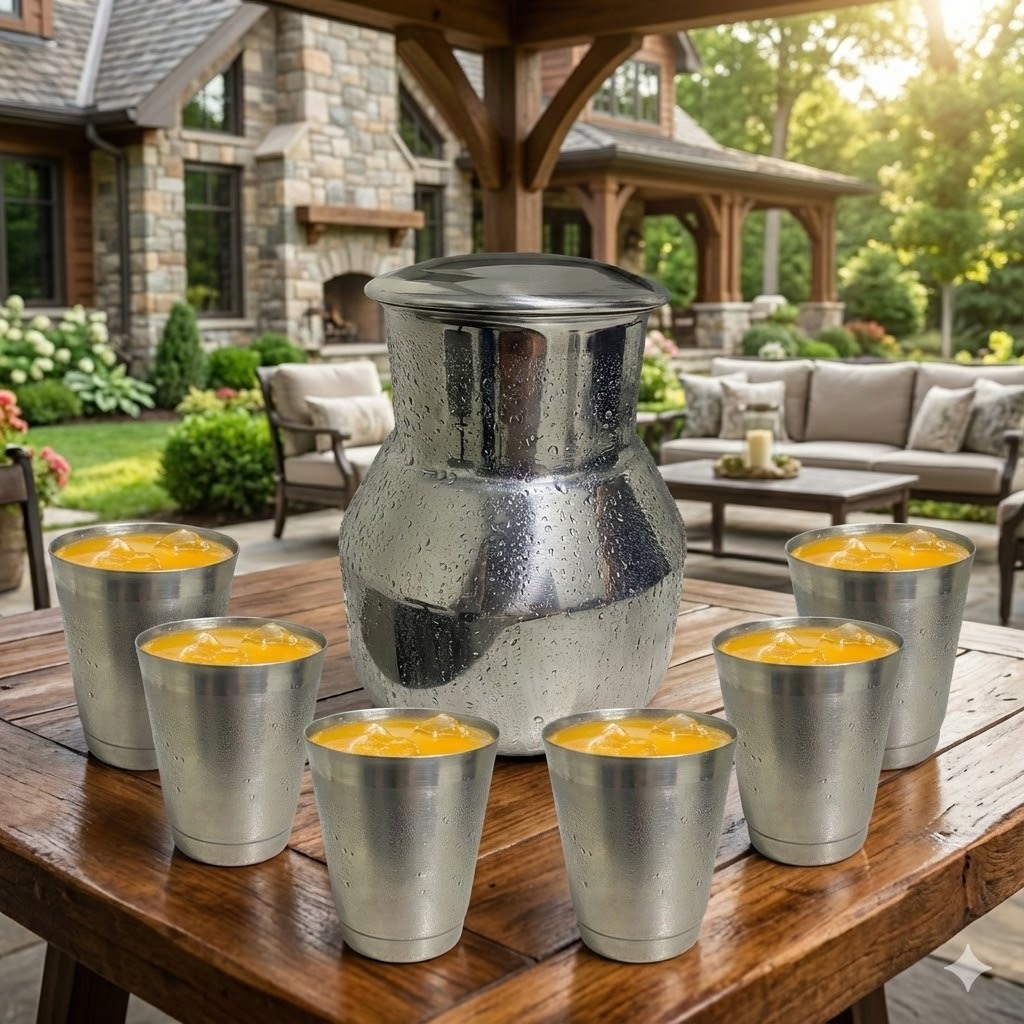 KIT GARRAFA MORINGA 1,5L+ 6 COPOS ALUMINIO 250ML RESISTENTE CORES em Oferta na Shopee