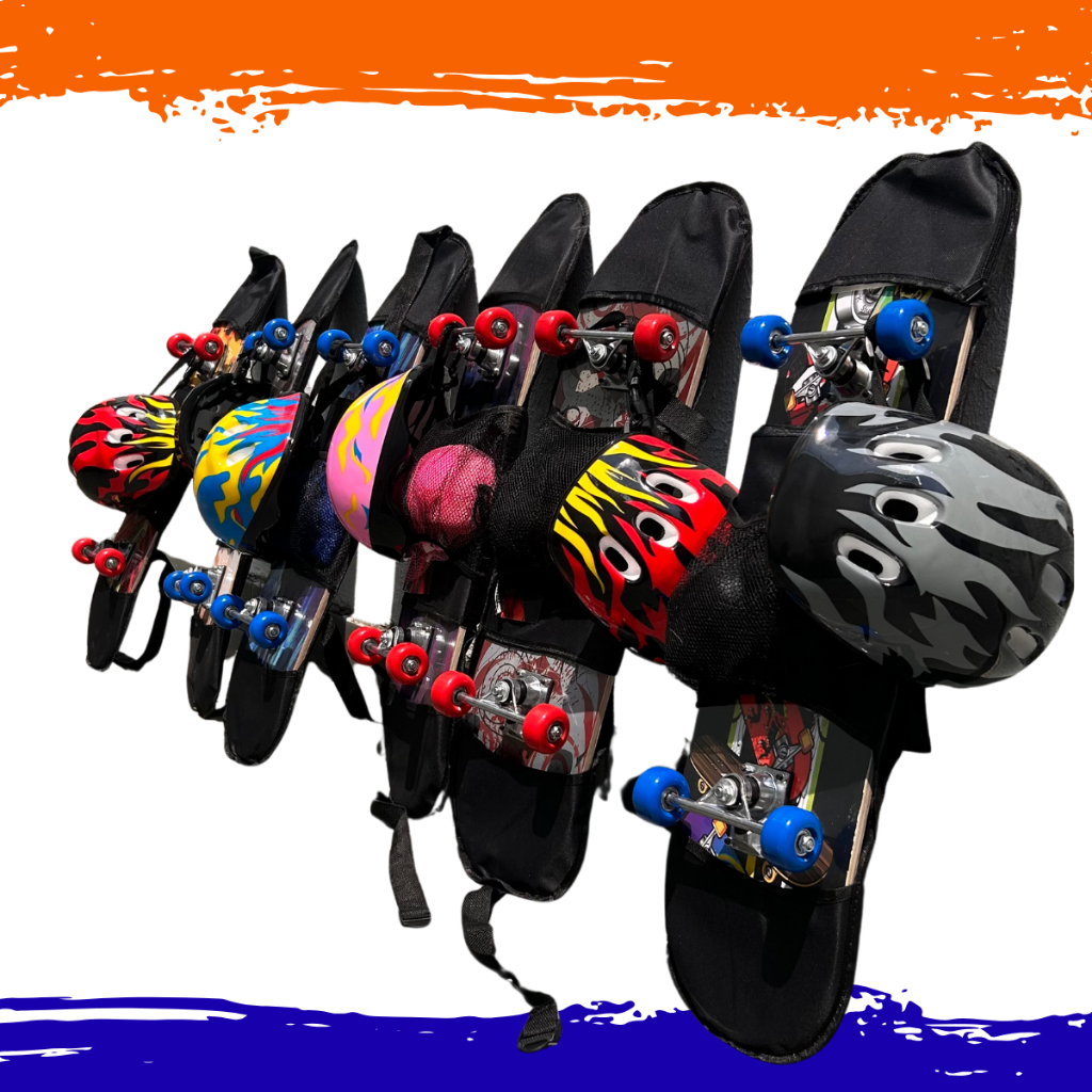 Kit Skate Infantil Completo 6kg até 65kg 6 Modelos Sortidos + Bolsa Capacete Joelheira Cotoveleira 7+ Anos
