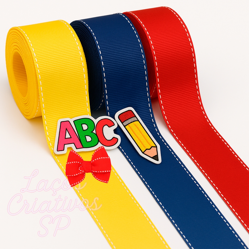 🎀 Fita Pespontada 50m -N9 (38mm) ou N2 (10mm) 🌈 Várias Cores -Volta às Aulas 🎒 Laços e Artesanato em Oferta na Shopee