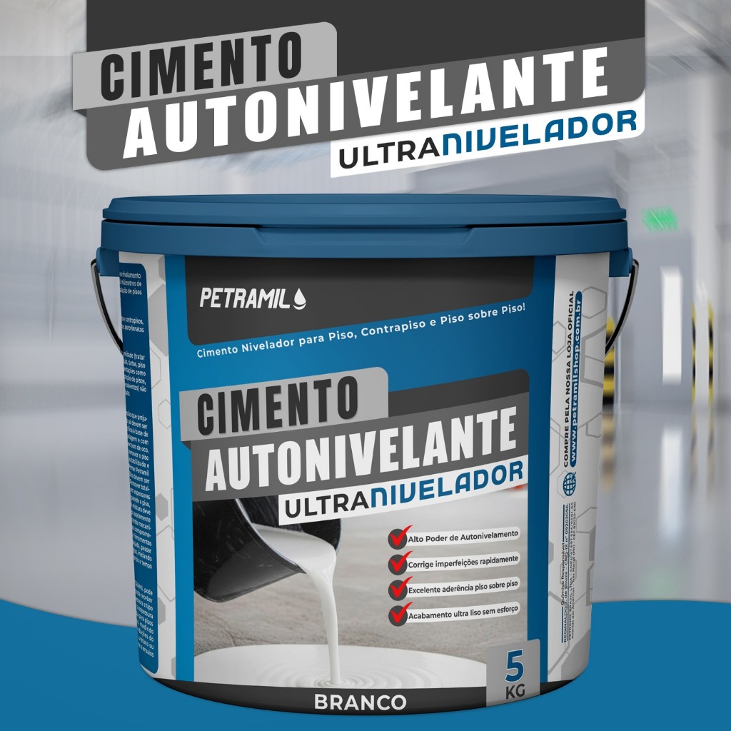 Obras Rápidas: Cimento Autonivelante PETRAMIL Branco 5kg Secagem Rápida