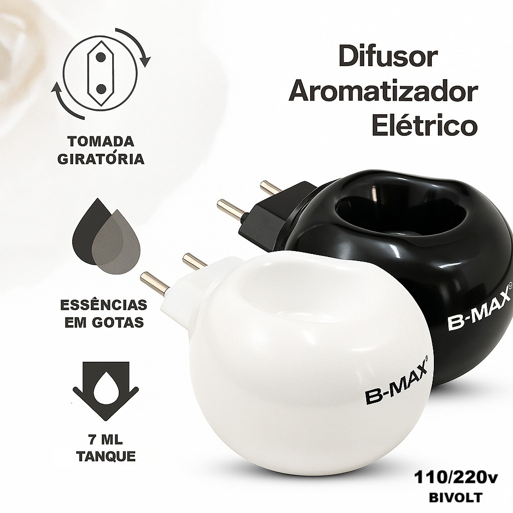 Imagem Difusor Aromatizador Elétrico Bivolt Porcelana Plug Giratório B-MAX