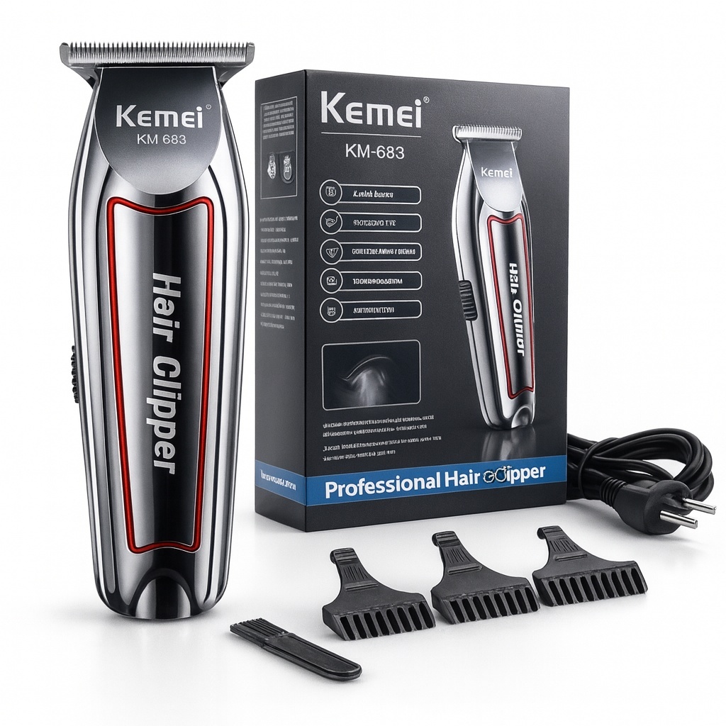 Máquina de Acabamento Kemei KM-032 Profissional Sem Fio Recarregavel+ Kit de Pentes