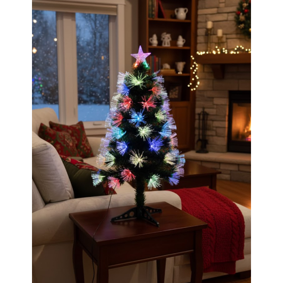Árvore Fibra Ótica 90cm Opala Colorida 80 Leds 80 Galhos Rocie