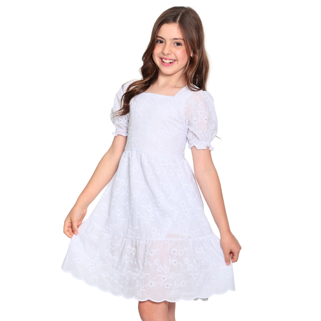 vestido curto de lese mamga princesa infantojuvenil