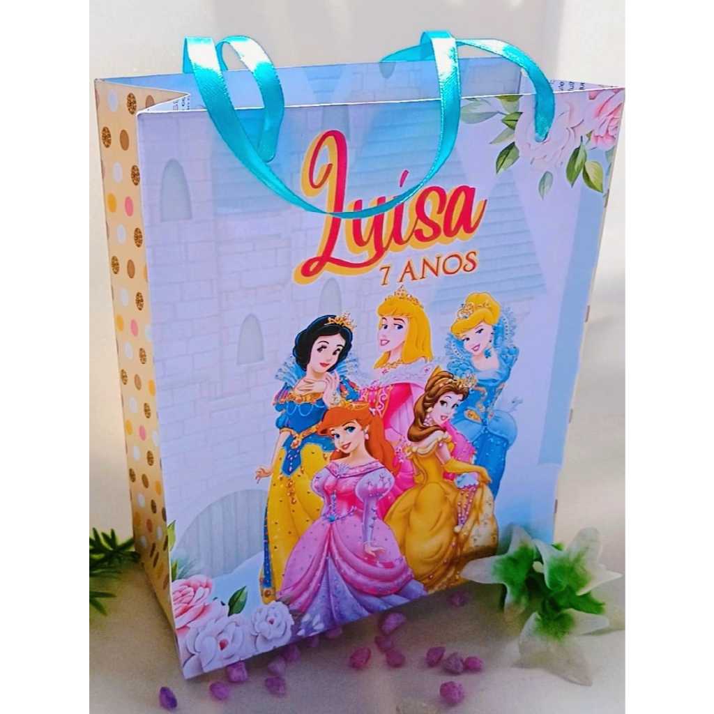 Sacola Personalizada Princesas Disney Cinderela Branca Ariel Lembrancinhas Festa Aniversário Infantil