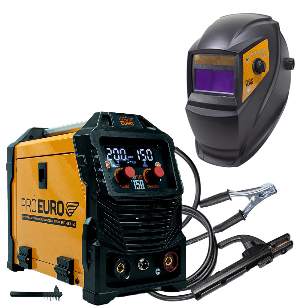 Máquina Solda Inversora Mig 150a Bivolt Sem Gás Tig Lift Pró Euro + Máscara Profissional Automática em Oferta na Shopee
