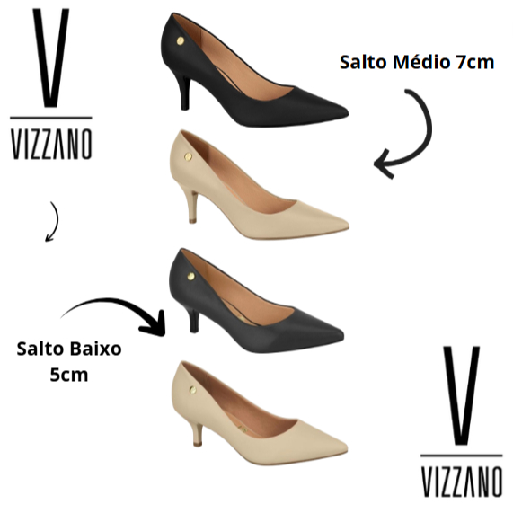 Scarpin Vizzano Feminino Original Saltos Baixo 5cm e Médio 7cm Napa Fosco FRETE GRÁTIS ENVIO IMEDIAT em Oferta na Shopee