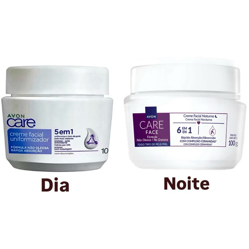 Kit Cremes Faciais Uniformizador Dia e Noite Avon Care 100g em Oferta na Shopee