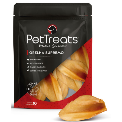Pet Treats Orelha Supremo (Orelha Bovina) Com 10