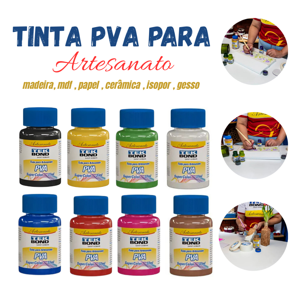 Tinta PVA para Arte e Artesanato TekBond Super Color 37ML em Oferta na Shopee