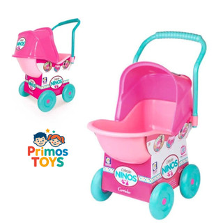 Carrinho de Boneca Rosa com Capota – Coleção Niños