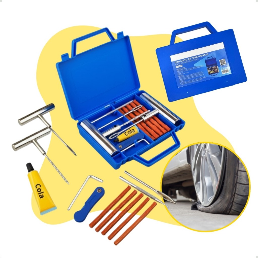 Reparo de pneus com Maleta remendo de pneu frio moto carro reparo macarrão Maleta com Reparo de Pneus Pronta Entrega