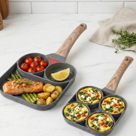 Frigideira Antiaderente 3 em 1 com Divisórias