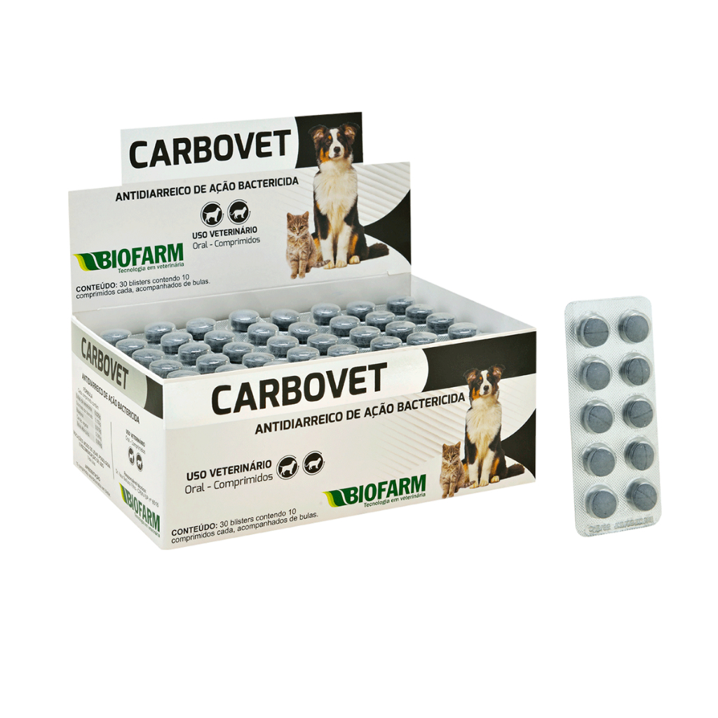 Antidiarreico Carbovet Cães e Gatos 10 Comprimidos Biofarm - Trata Infecções e Toxinas em Oferta na Shopee