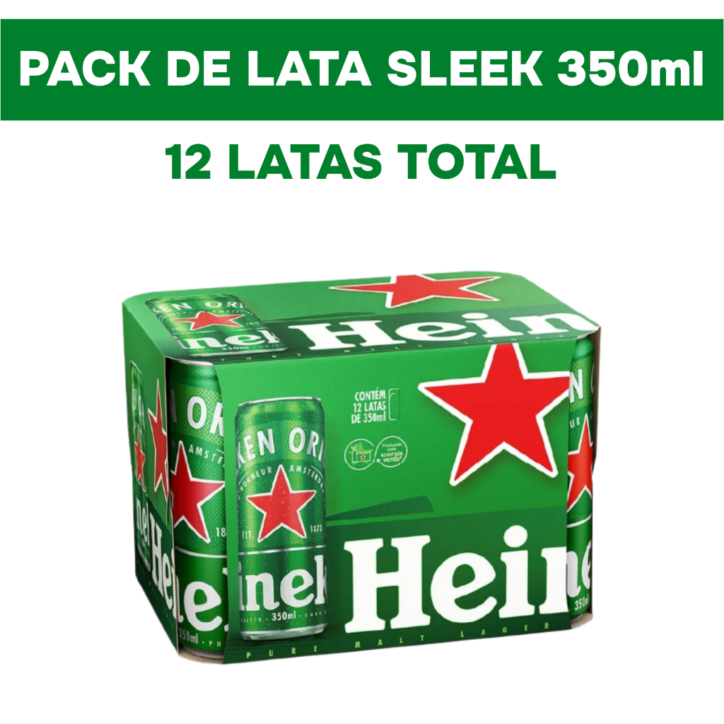 Cerveja Lata Sleek 350ml Pack com 12 Unidades Heineken em Oferta na Shopee