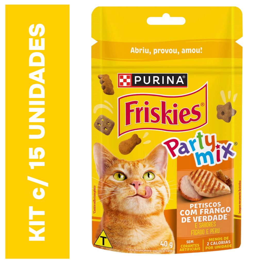 Petisco para Gato - Party Mix Frango Friskies - 15 unidades em Oferta na Shopee