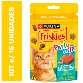 Petisco para Gato - Party Mix Salmão Friskies - 15 unidades em Oferta na Shopee