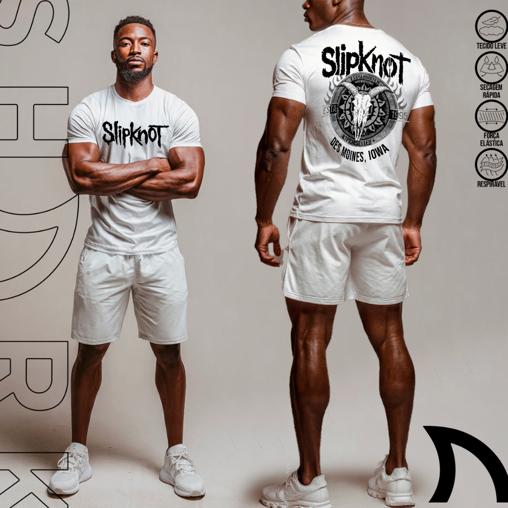 Camisa Camiseta Dry Fit Masculina Slim Leve Slipknot Slipknot Banda Rock Metal World Tour Secagem Rapida