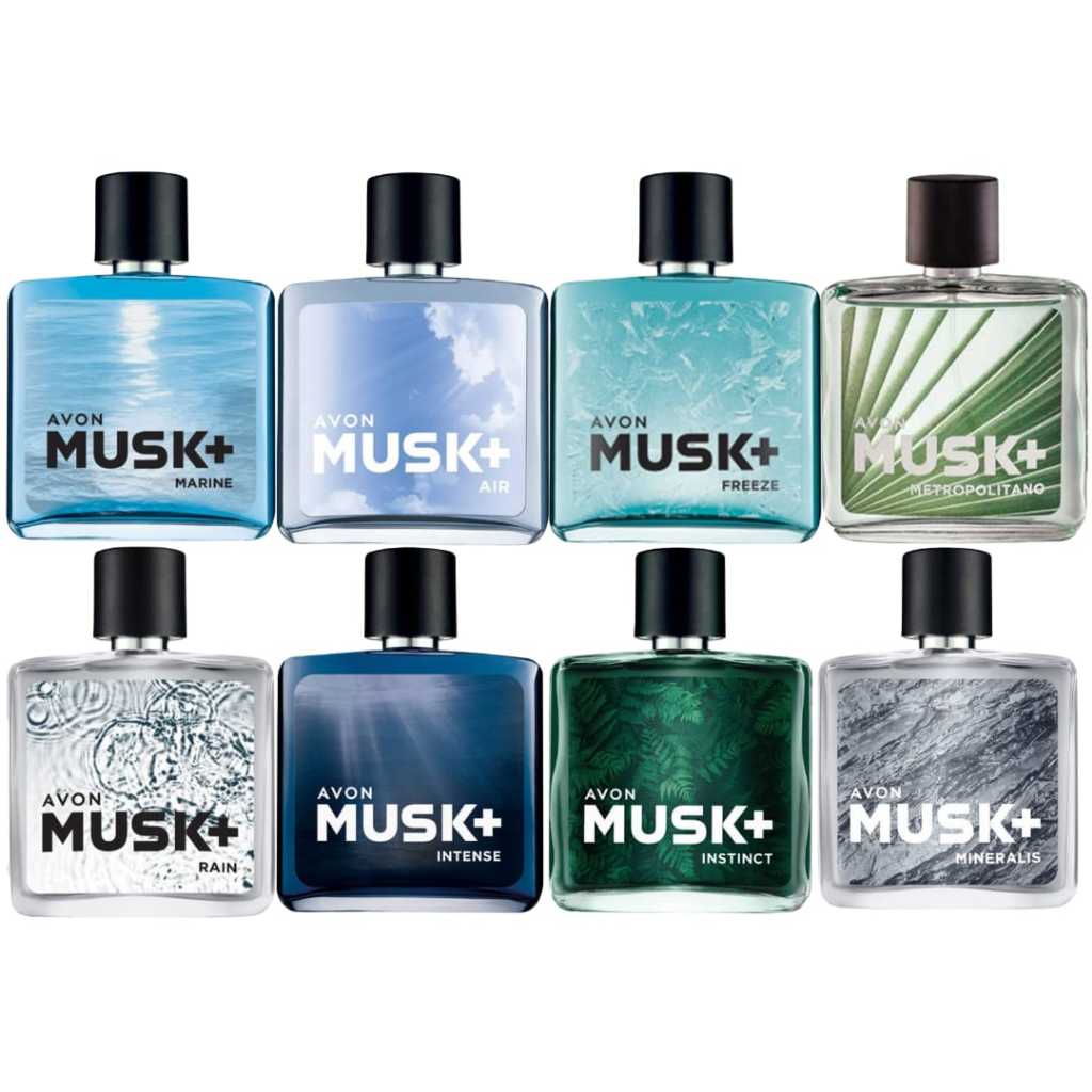 Deo Colônia Musk+ 75ml: Marine Freeze Rain Intense Instinct Air Mineralis Metropolitano  - Perfume Masculino Avon em Oferta na Shopee