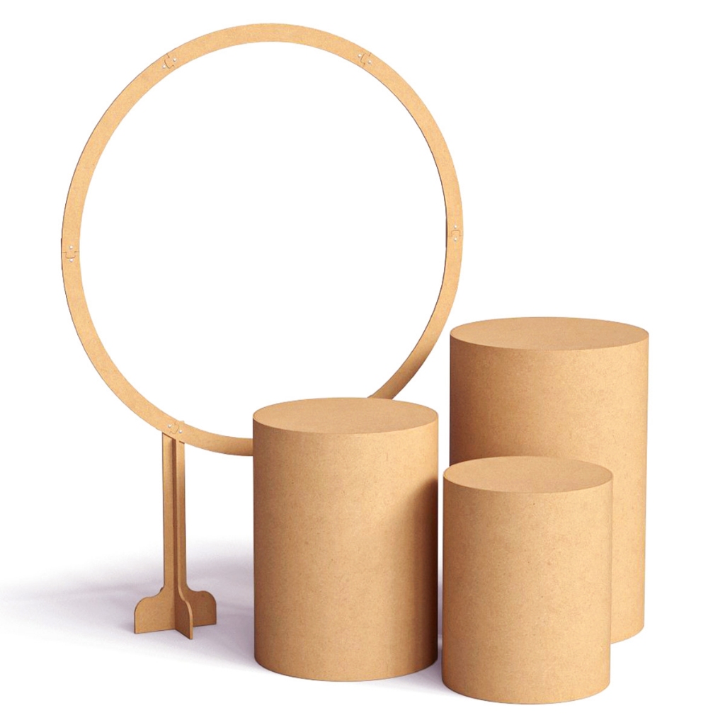 Trio De Cilindro Em MDF Cru P M G Painel Redondo Eventos Festas Aniversários em Oferta na Shopee
