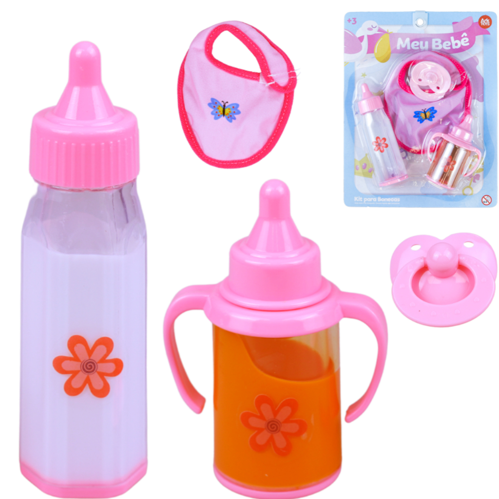 Kit Mamadeira Mágica, 2 Mamadeiras, 1 Chupeta e 1 Babador, Brinquedo, Infantil