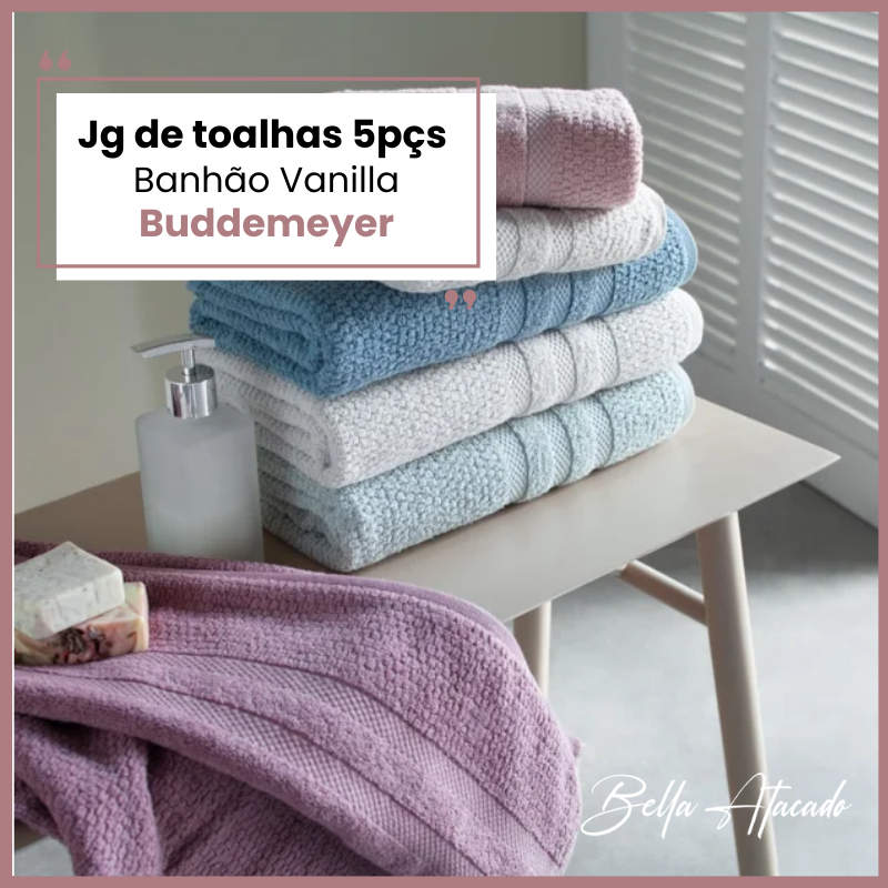 Jogo de Toalha 5 Peças Gigante Buddemeyer 100% Algodão Vanilla Extra Soft super macia alto padrão