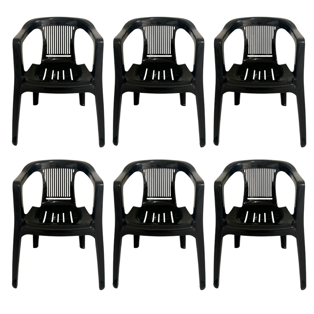 Kit 6 Cadeiras Poltrona Plástica Duramax Bistrô Reforçada em Oferta na Shopee